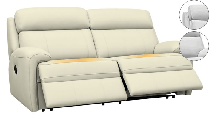 G Plan Hardy 2 Seater Electric Double Recliner Heated Seats and Headrest Lumbar Support Cambridge Chalk